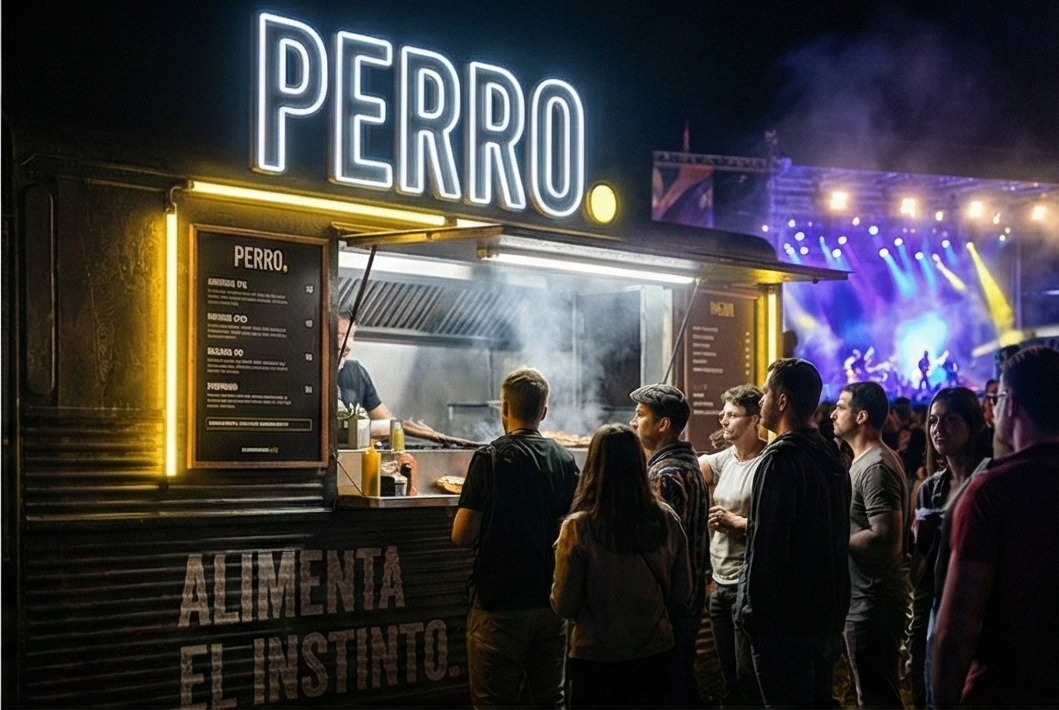 Food truck en festival de noche